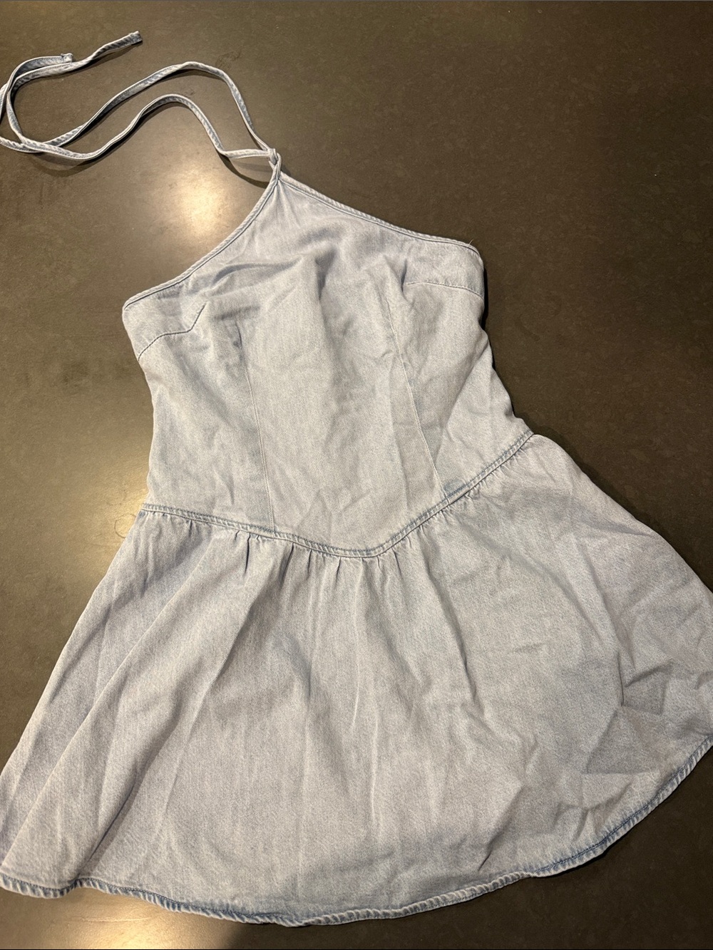 American Eagle Outfitters Light Blue Denim Halter Chemise